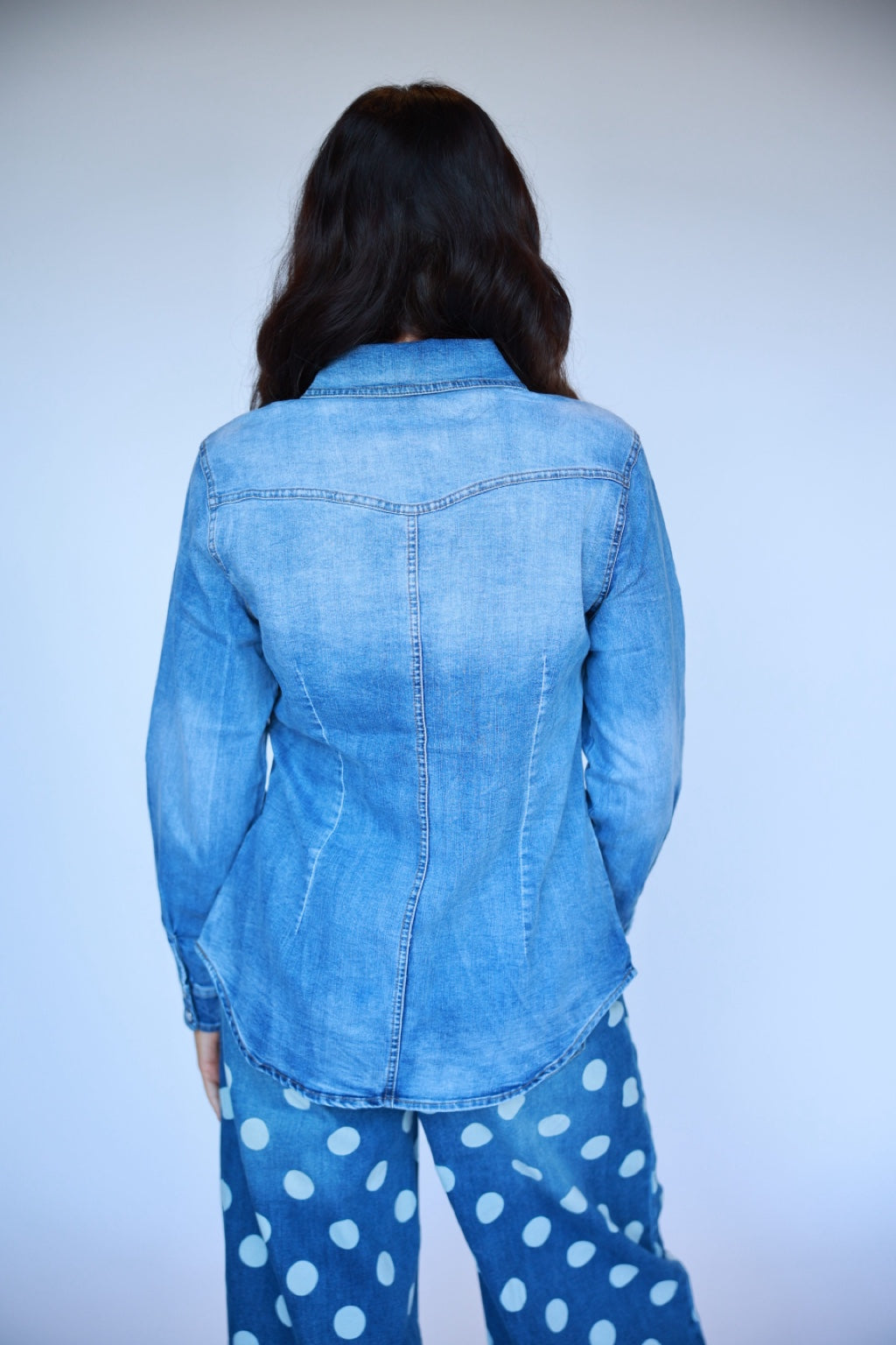 Denim Pearl Snap Top 08 back