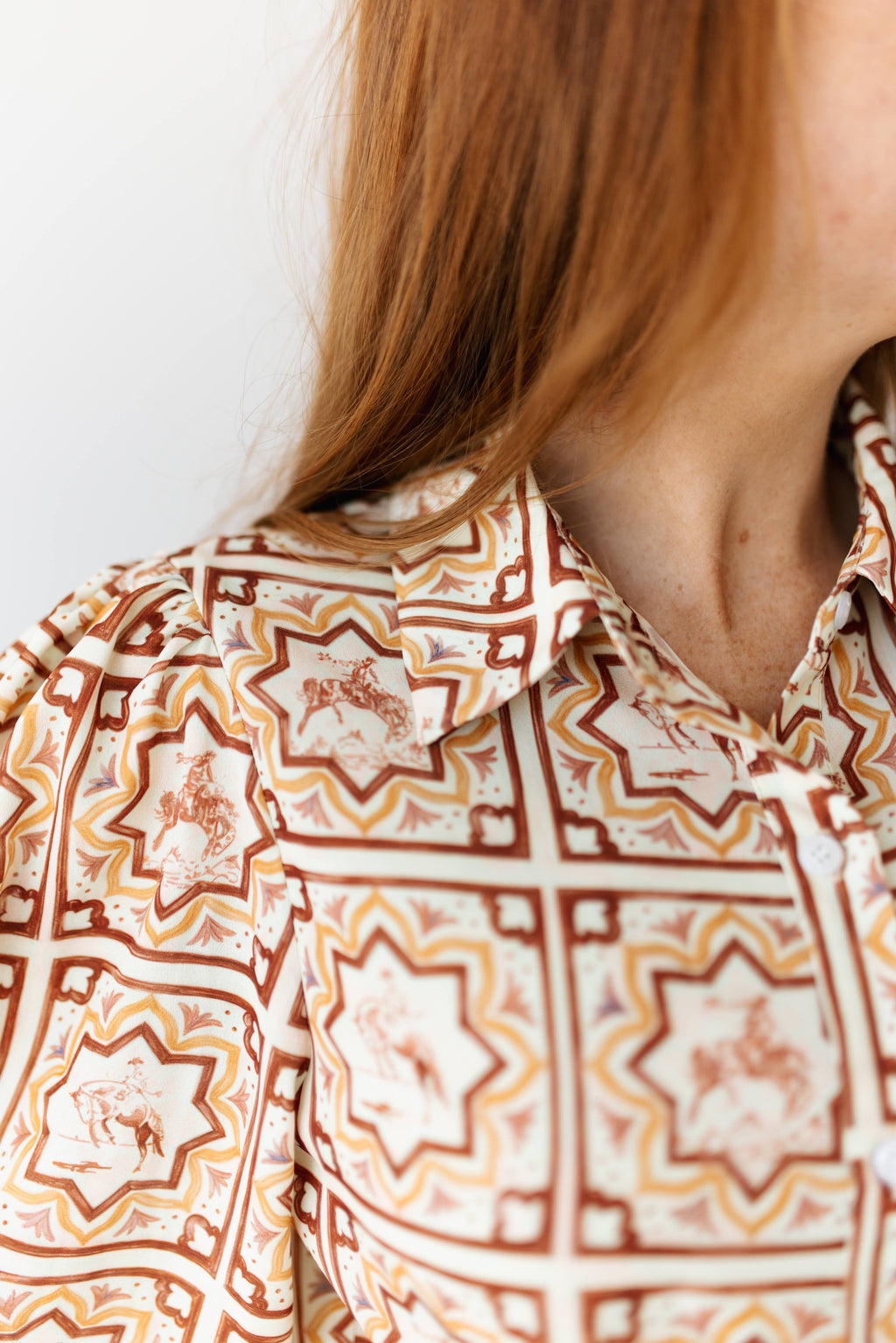 WESTERN SQUARE MEDALLION BLOUSE