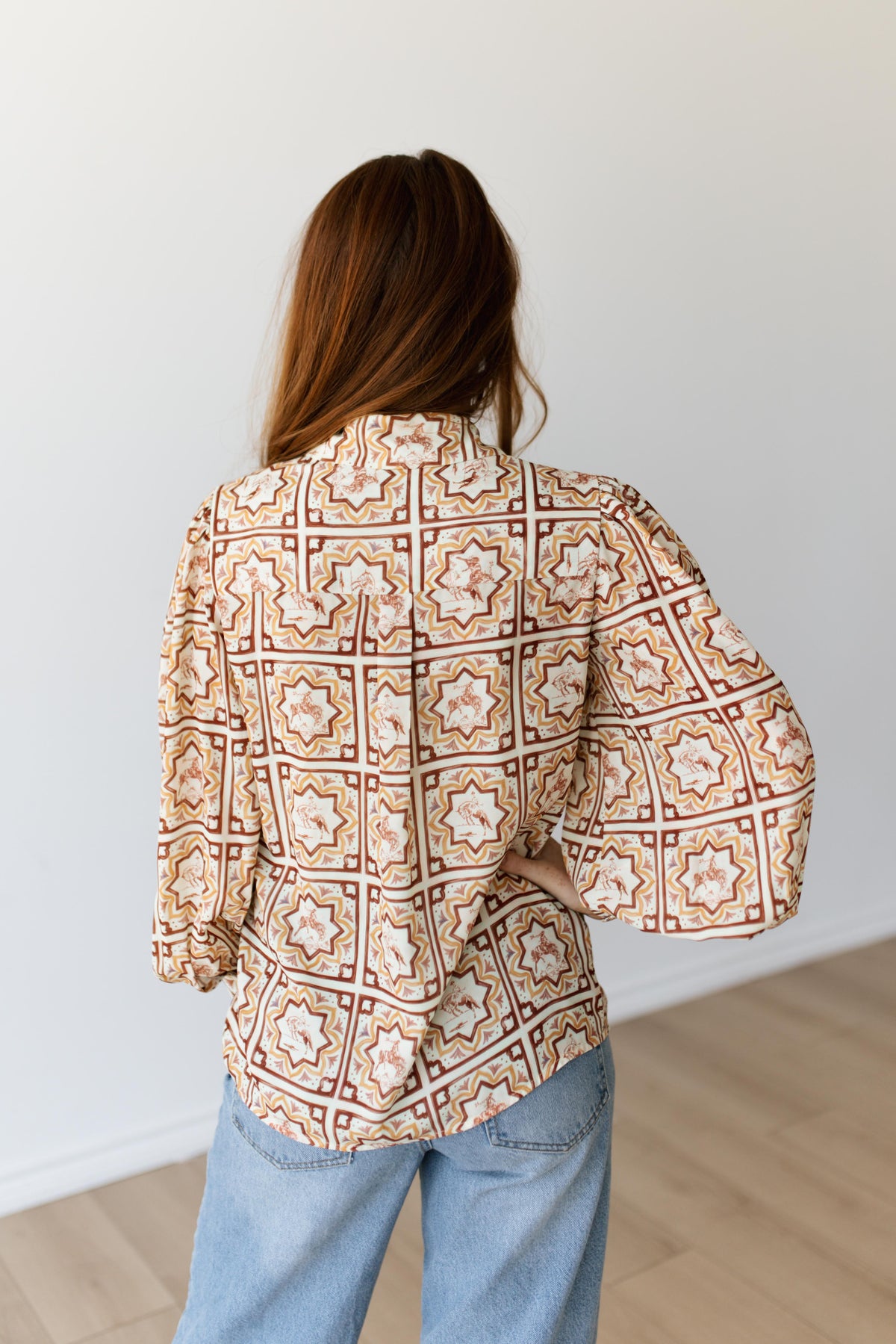 WESTERN SQUARE MEDALLION BLOUSE