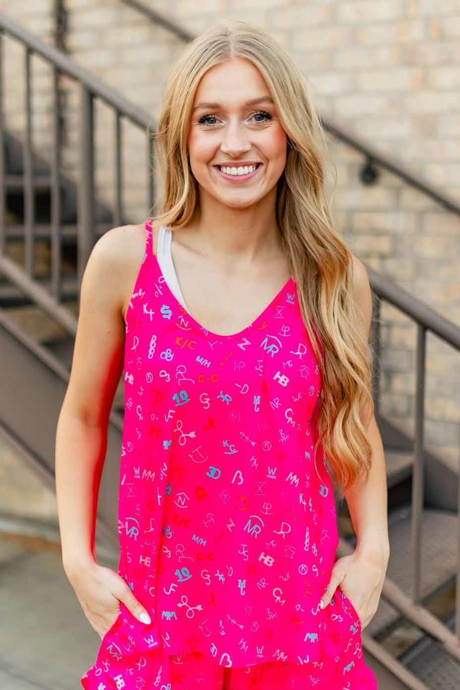 Flowy Pink Brand Tank