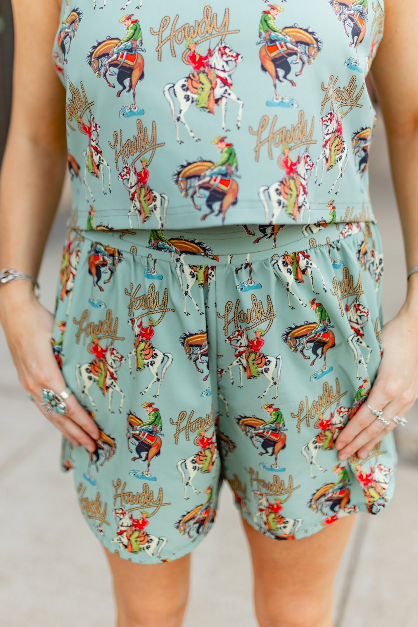 Teal Howdy Active Shorts