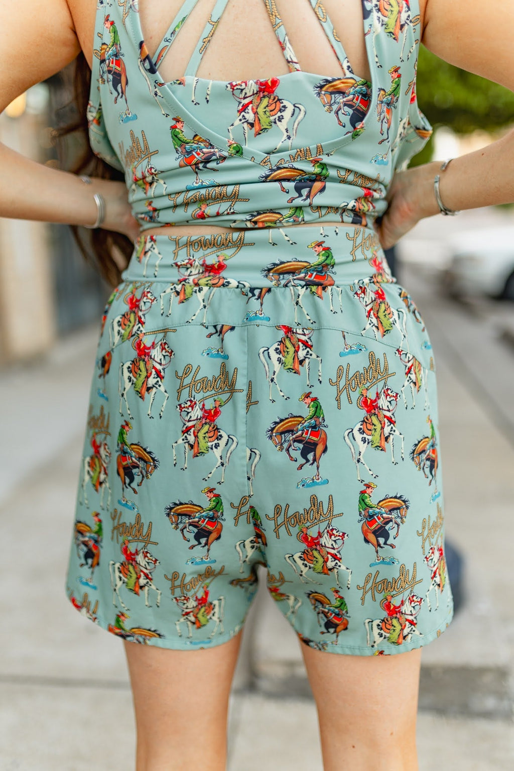 Teal Howdy Active Shorts