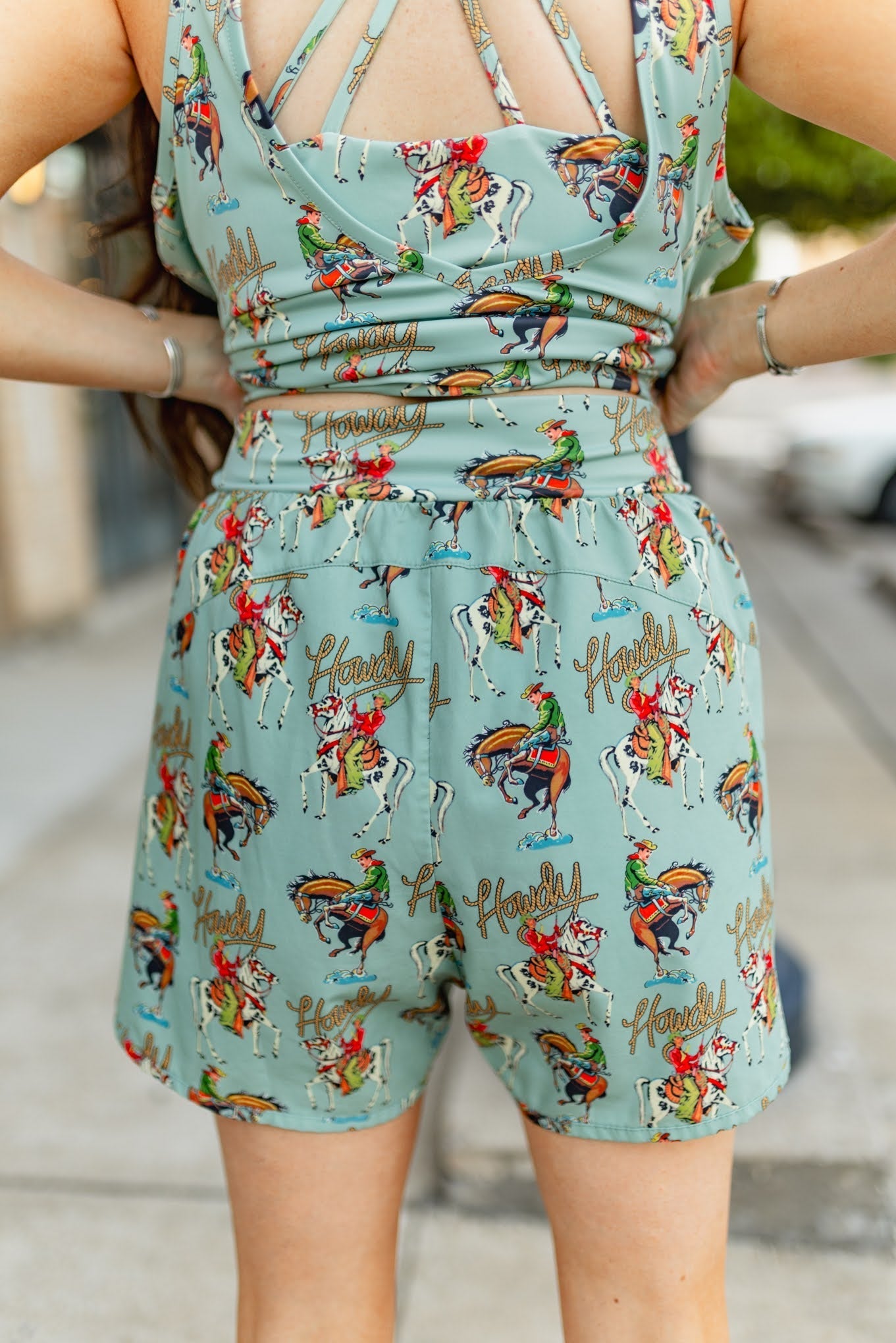 Teal Howdy Active Shorts
