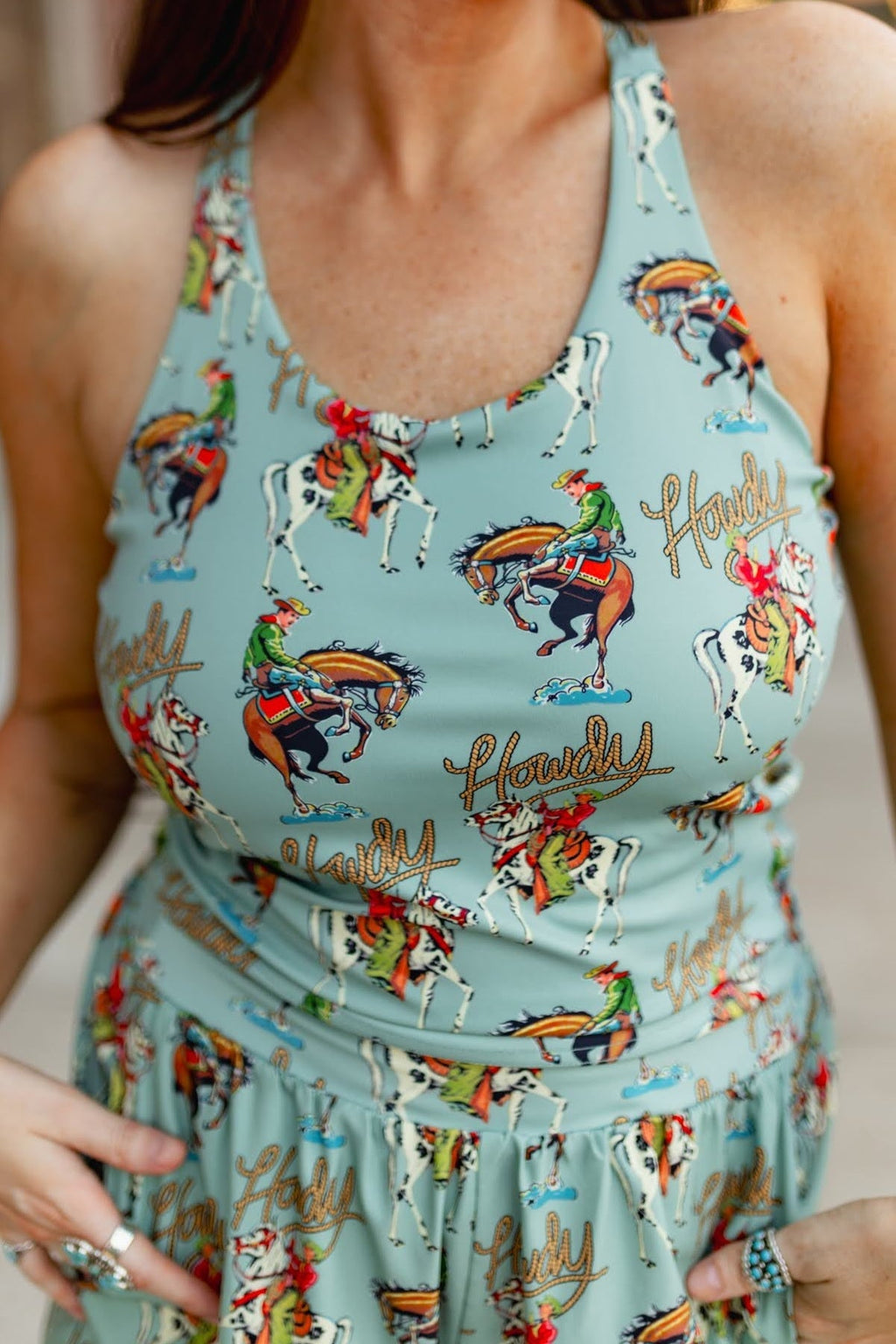 Teal Howdy Active Bra Tank