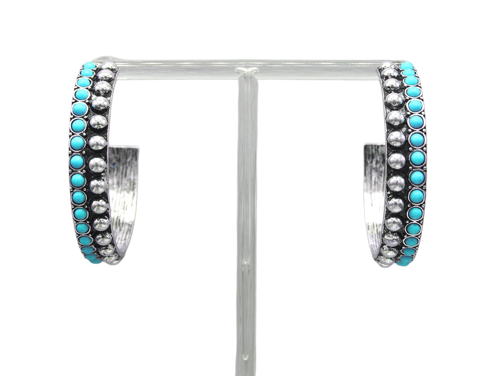 TURQUOISE BEADED HOOP ER