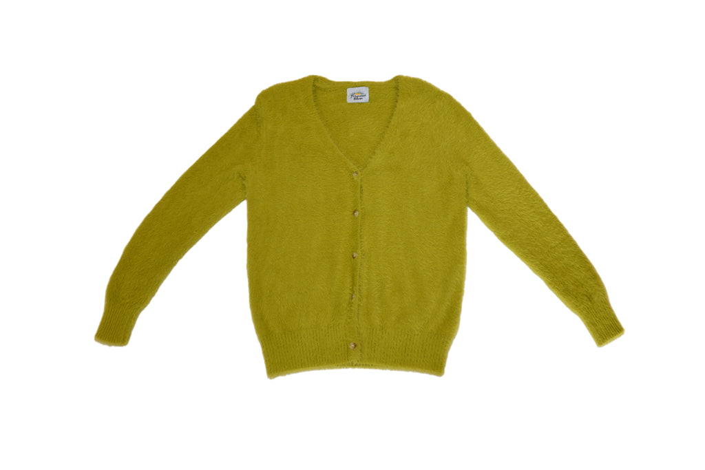LIME LIGHT FUZZY CARDI