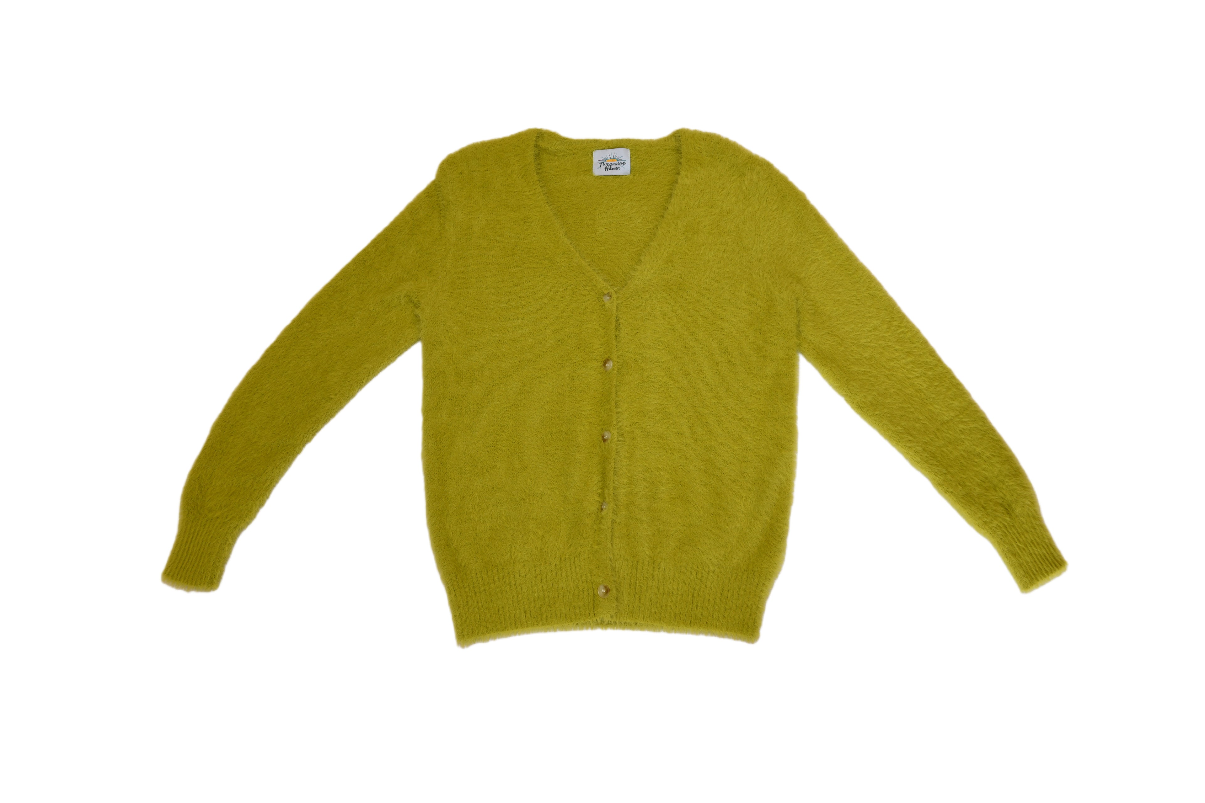 LIME LIGHT FUZZY CARDI