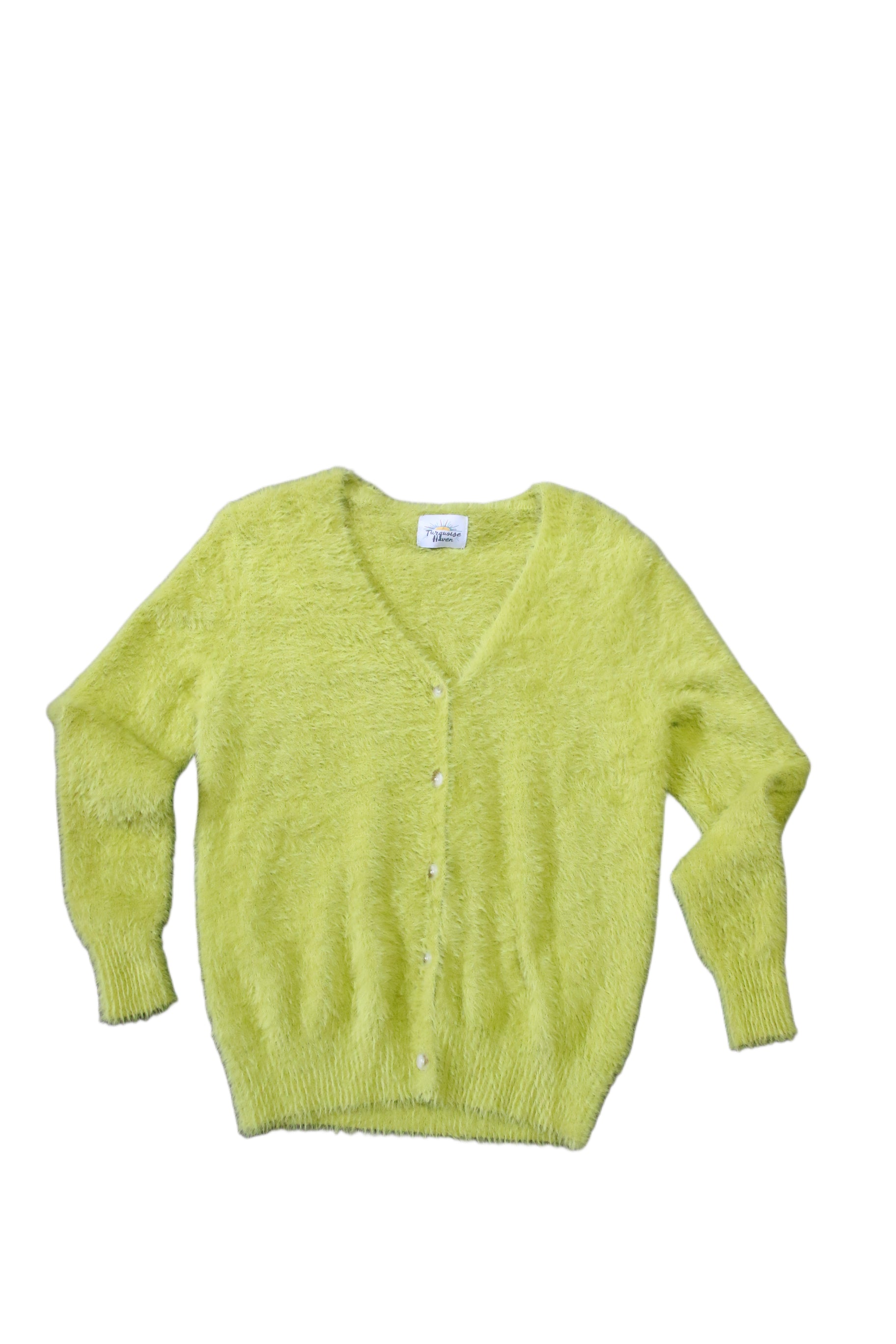LIME LIGHT FUZZY CARDI
