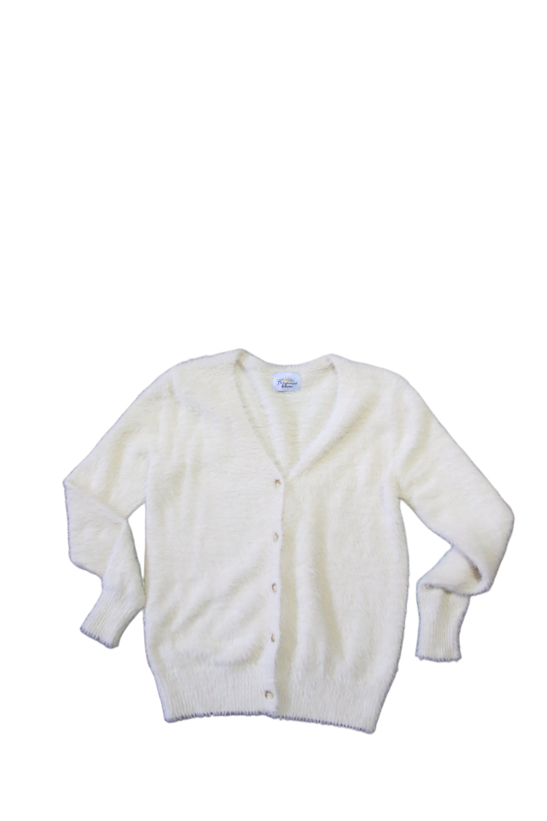 IVORY HAZE FUZZY CARDI