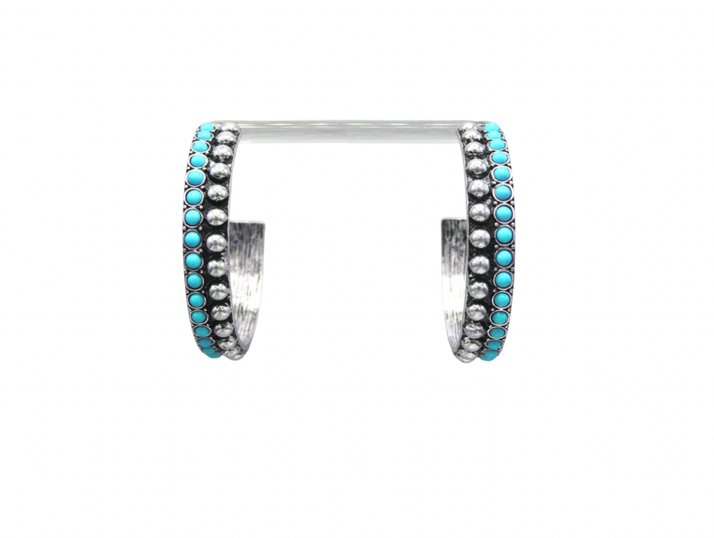 TURQUOISE BEADED HOOP ER