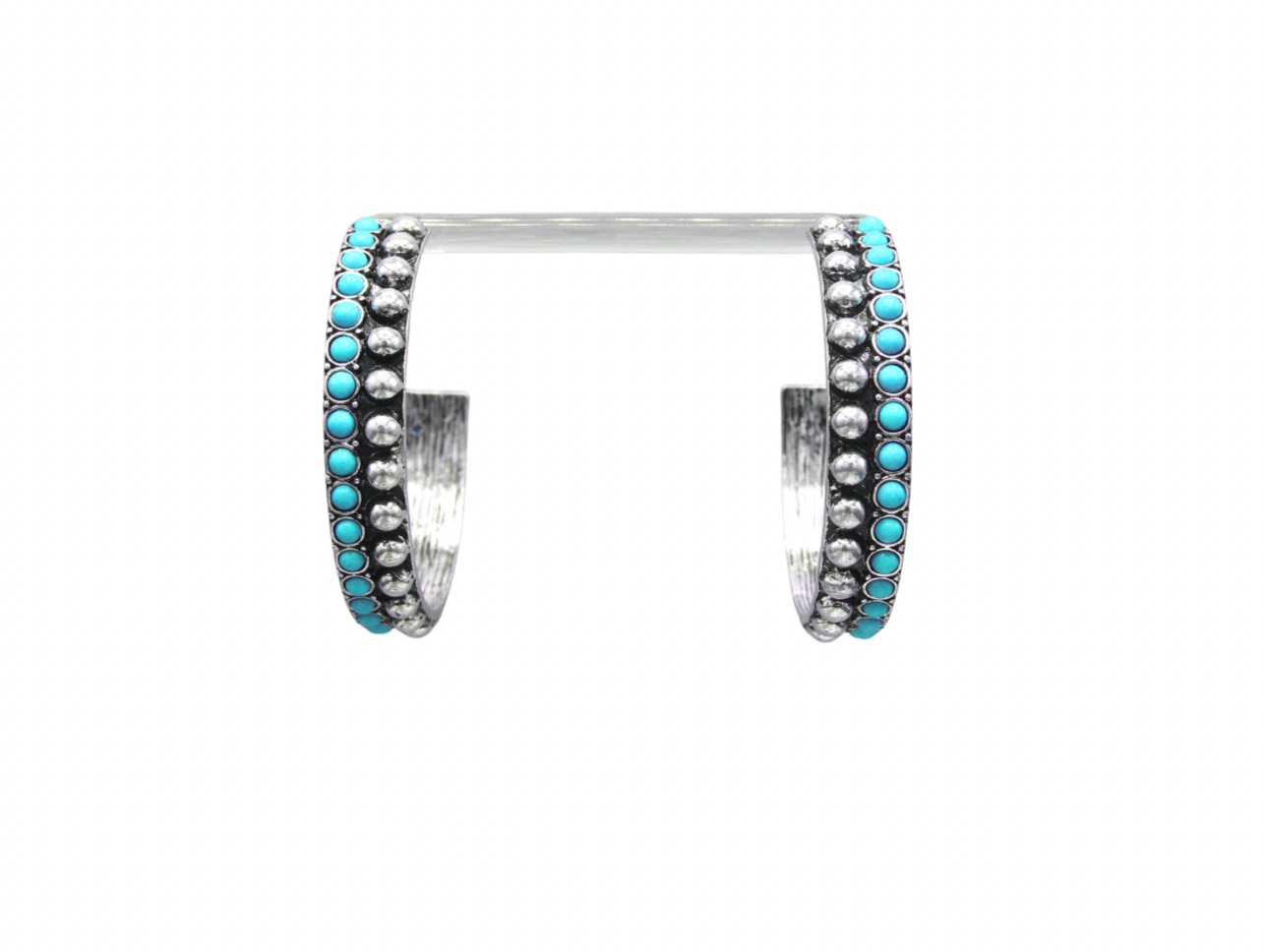 TURQUOISE BEADED HOOP ER