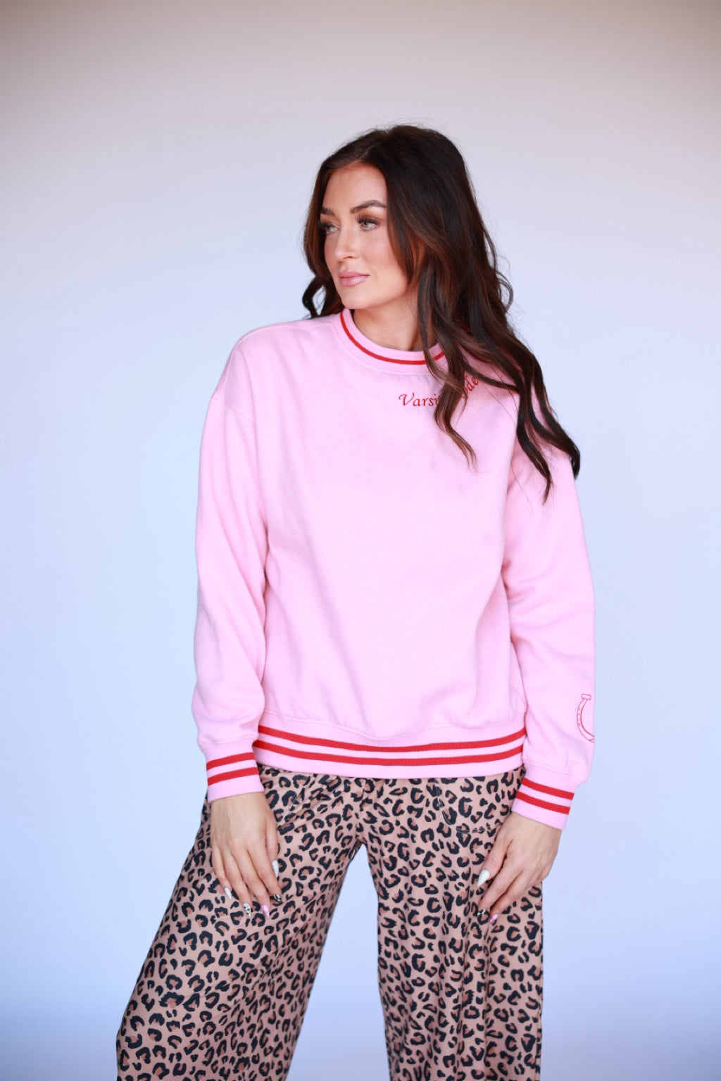 Pink Running Horse Sweatshirt front view
