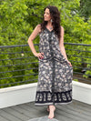 4232 NAVY FLORAL DRESS WITH PEARL SNAP DETAil