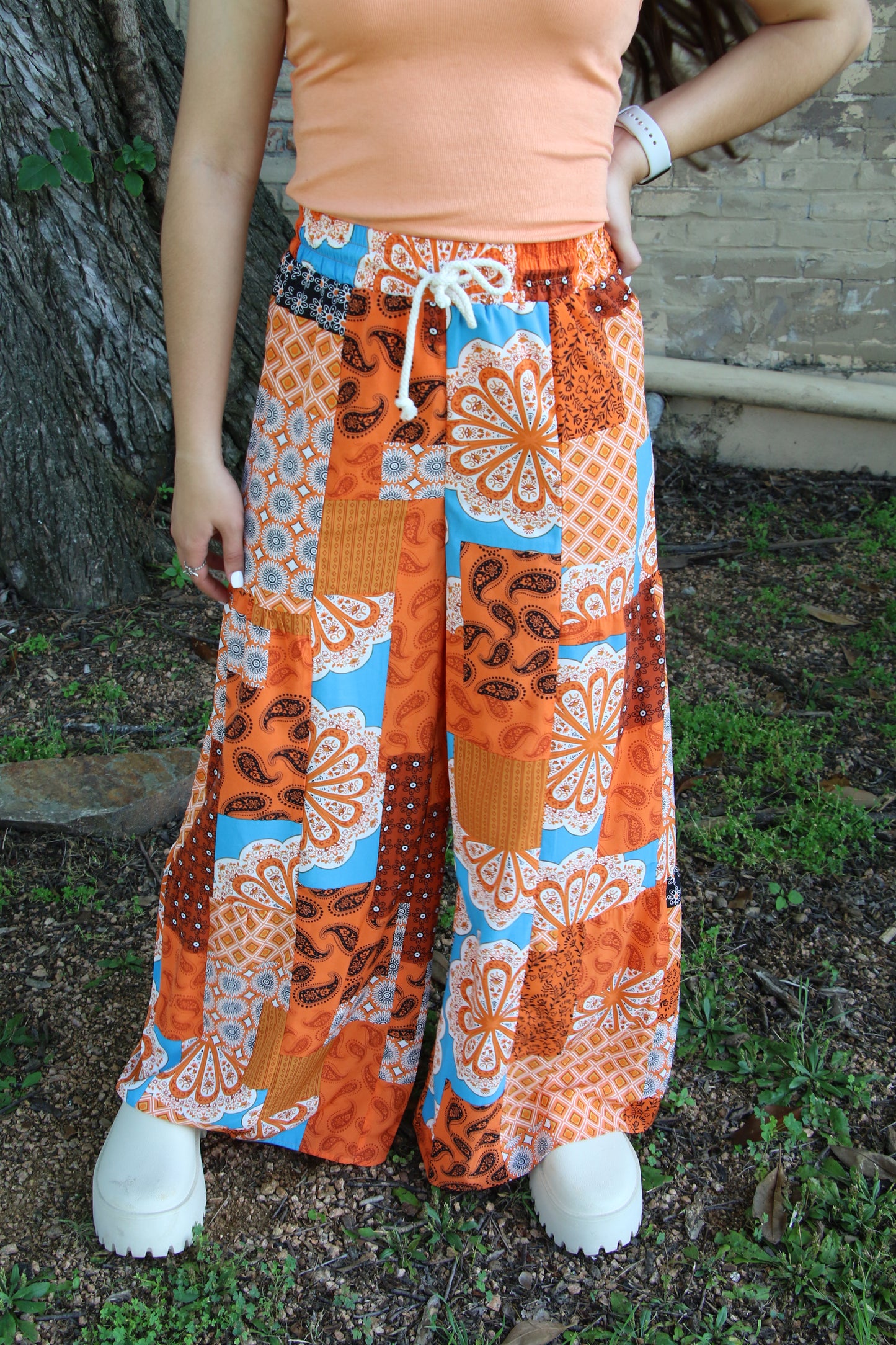 5202 BOHO PATCHWORK WIDE LEG PANT