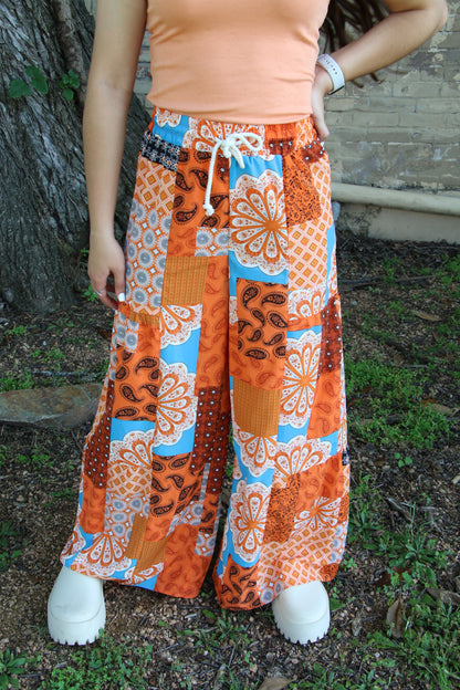 5202 BOHO PATCHWORK WIDE LEG PANT