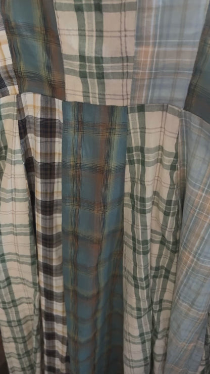 1062 MINT PLAID MIDI DRESS