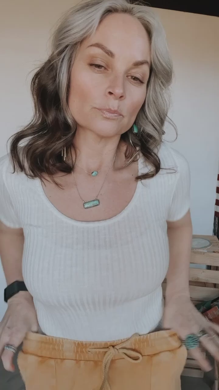 40128  MUSTARD MINERAL WASH WIDE LEG PANT