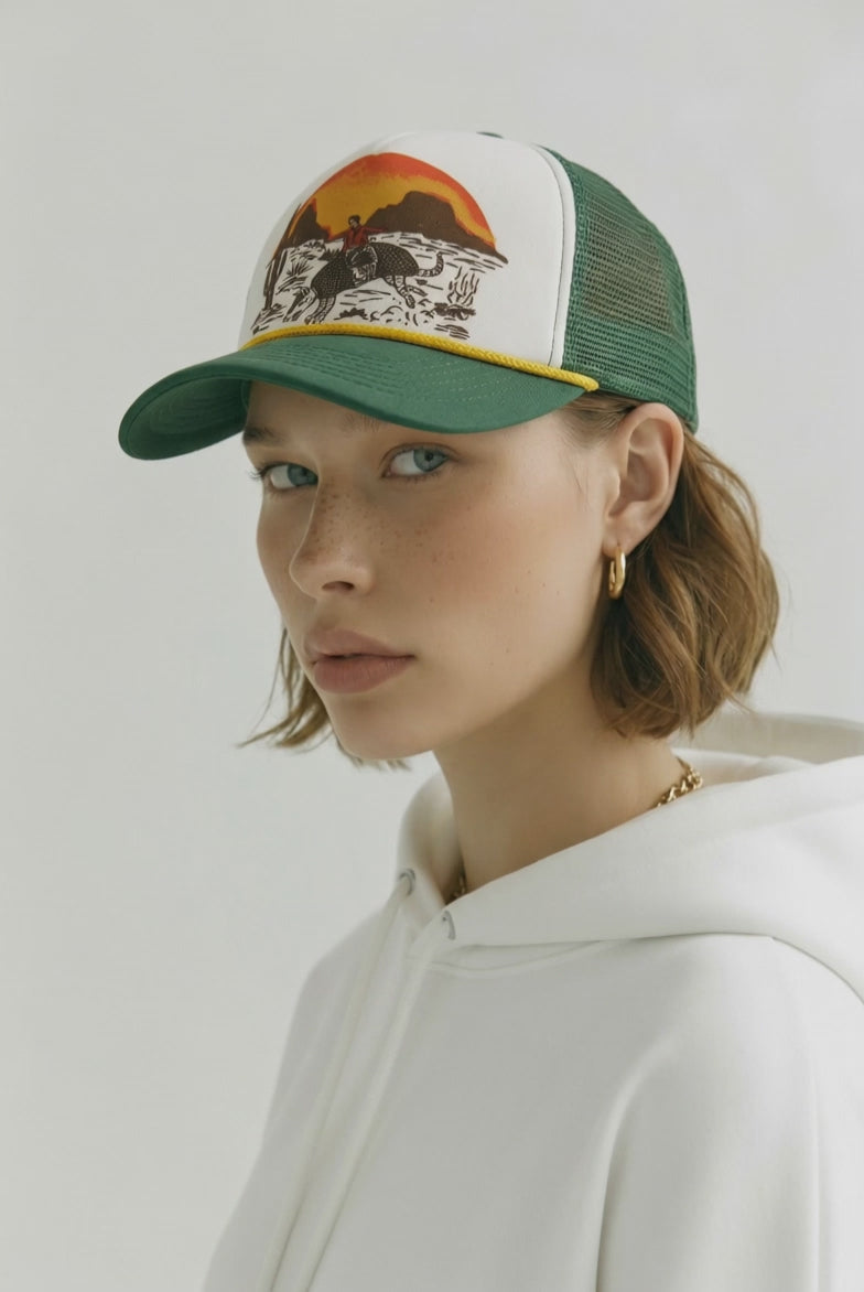 Armadillo Cowboy Trucker Hat – Green