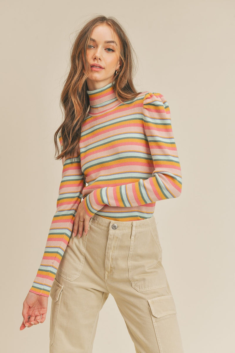11286 STRIPED RIBBED TURTLENECK