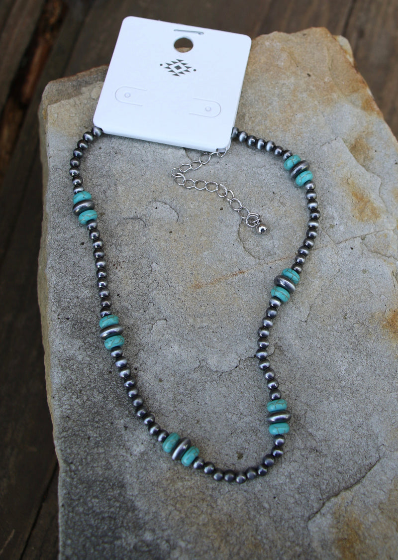 0048 TURQ AND SILVER CHOKER NL