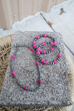 0004 PINK & SILVER BEAD HOOP ER