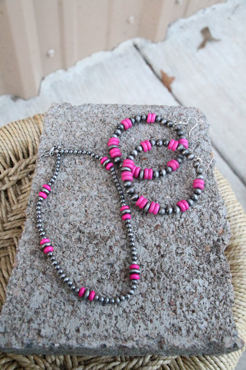 0004 PINK & SILVER BEAD HOOP ER