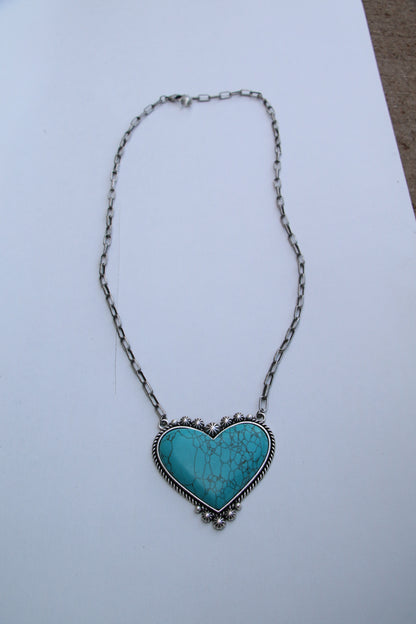 12310 BIG HEART TURQ ON CHAIN