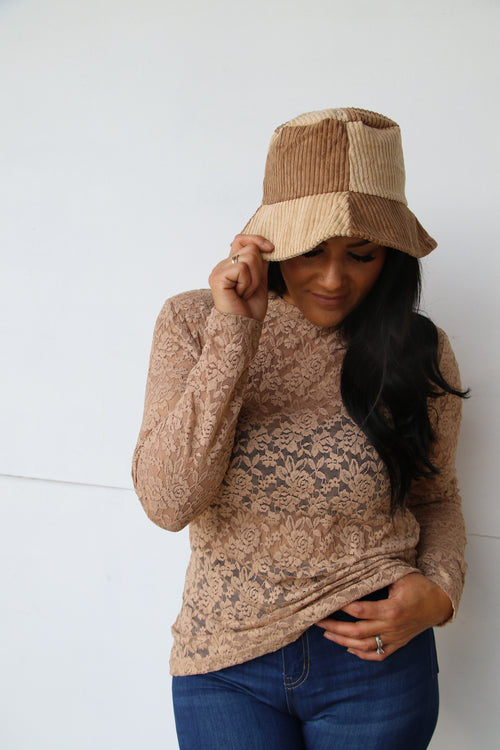 11287 BROWN COLORBLOCK BUCKET HAT