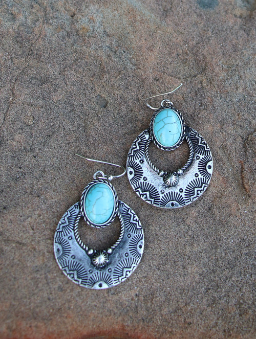 0224 WESTERN FAN TURQUOISE EARRING