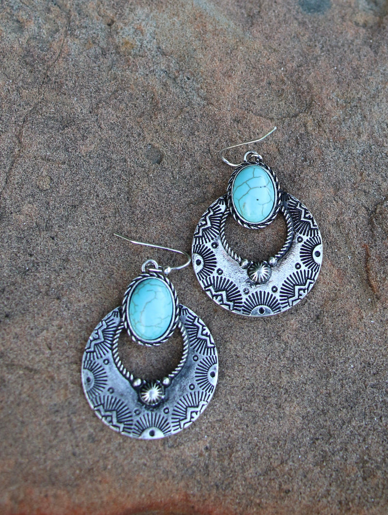 0224 WESTERN FAN TURQUOISE EARRING