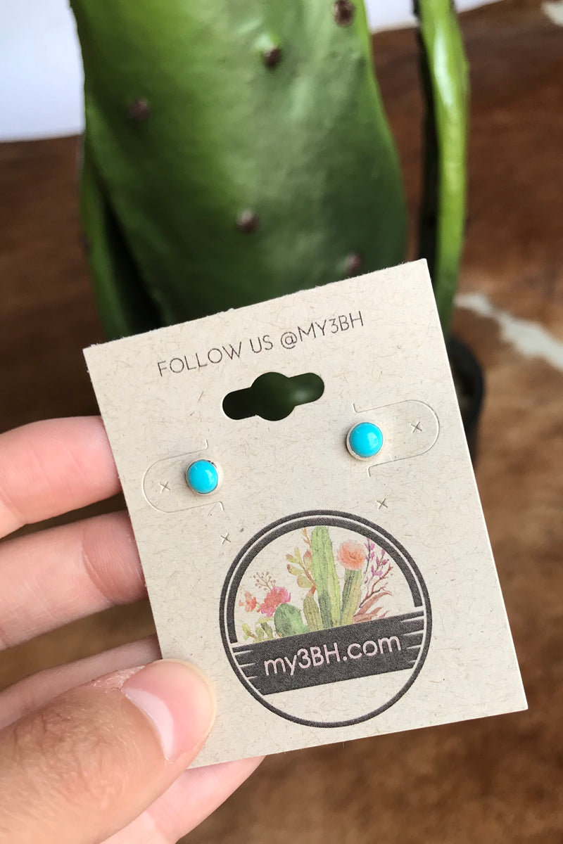 10616 STERLING SILVER TURQUOISE STUD EARRINGS