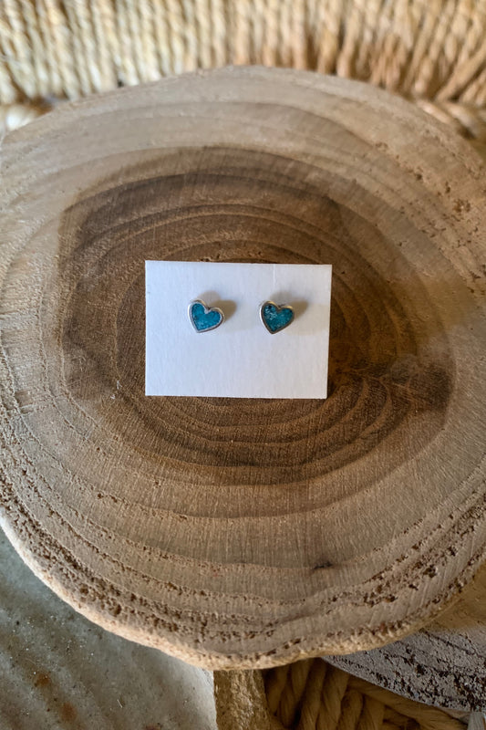 10610 TURQ INLAY HEART STUD ER