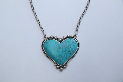 12310 BIG HEART TURQ ON CHAIN