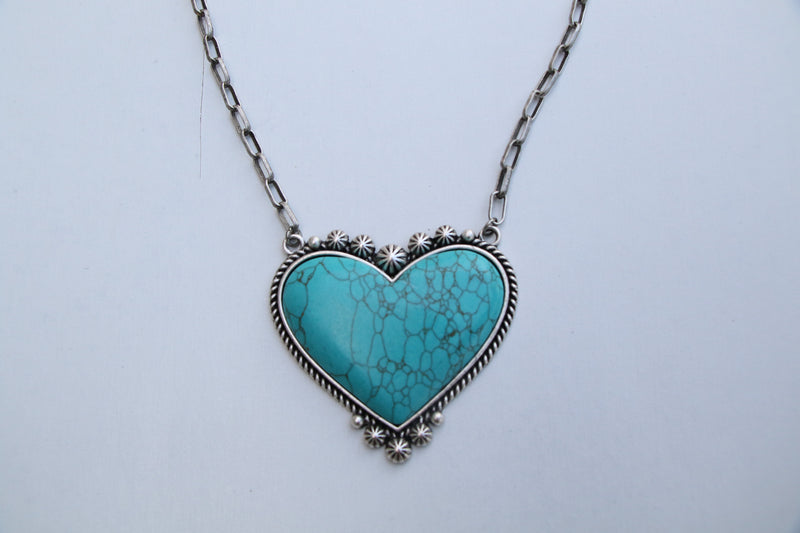 12310 BIG HEART TURQ ON CHAIN