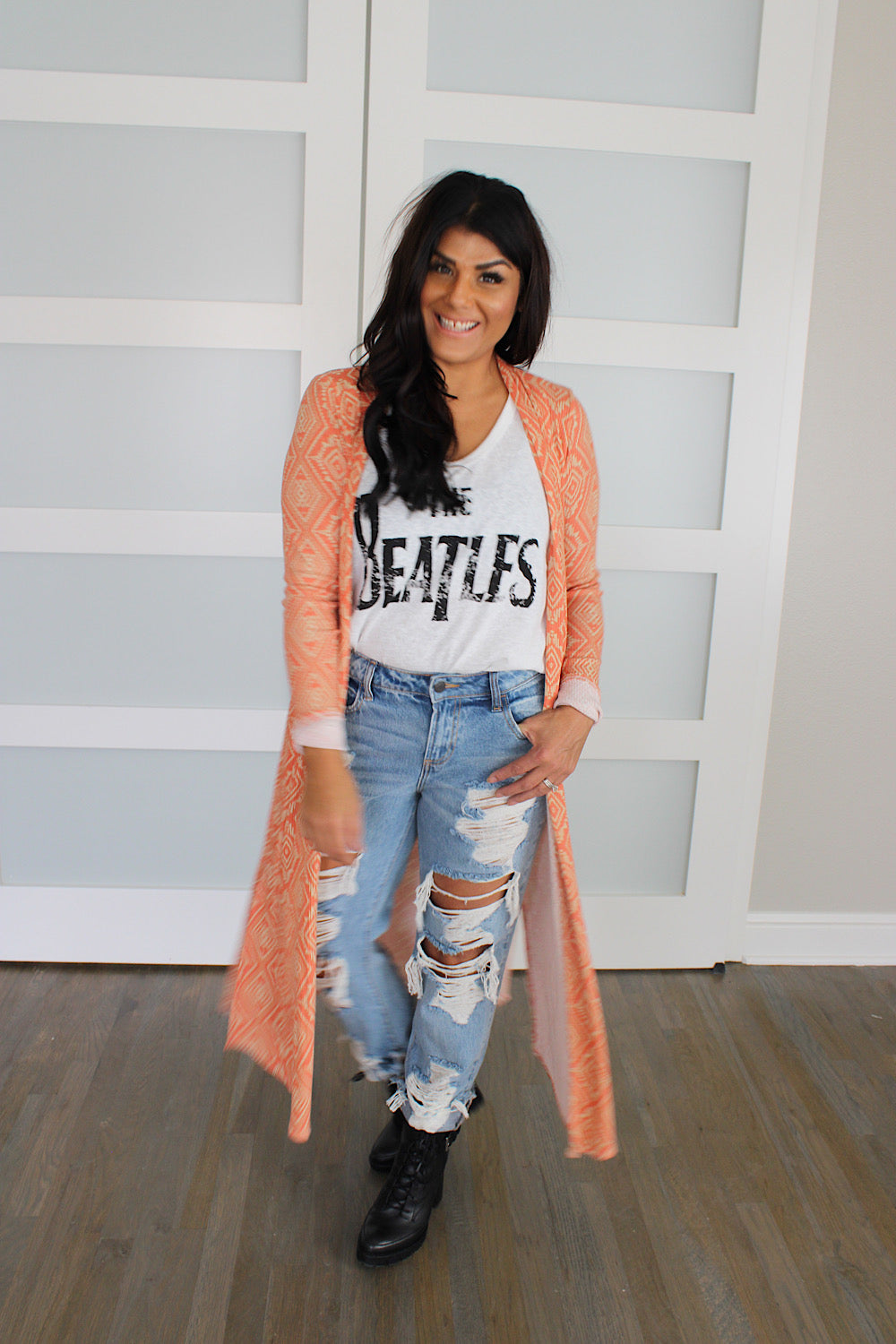 9213 RUST PRINT LONG CARDIGAN