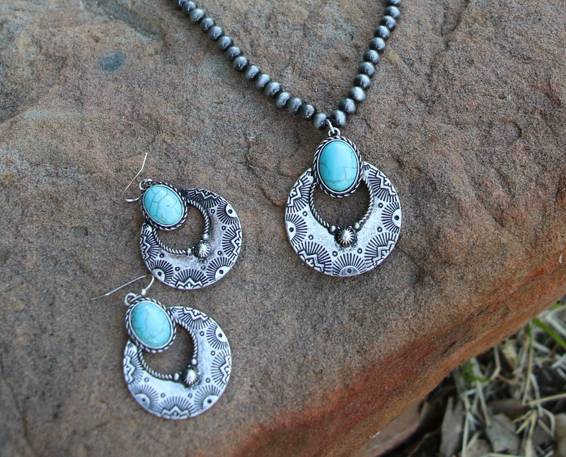 0224 WESTERN FAN TURQUOISE EARRING