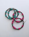 0004 PINK & SILVER BEAD HOOP ER