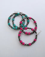 0004 PINK & SILVER BEAD HOOP ER